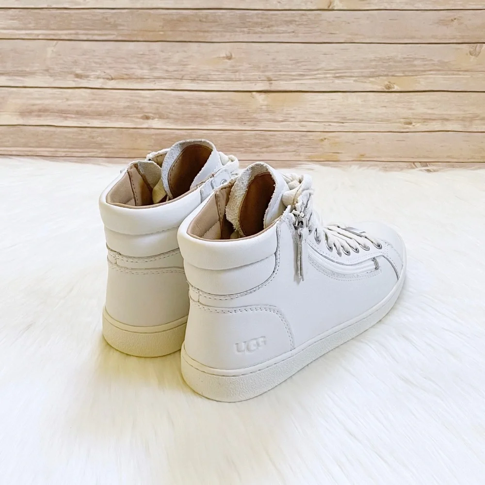 UGG White Leather Olive High Top Sneakers - Picture 2 of 7